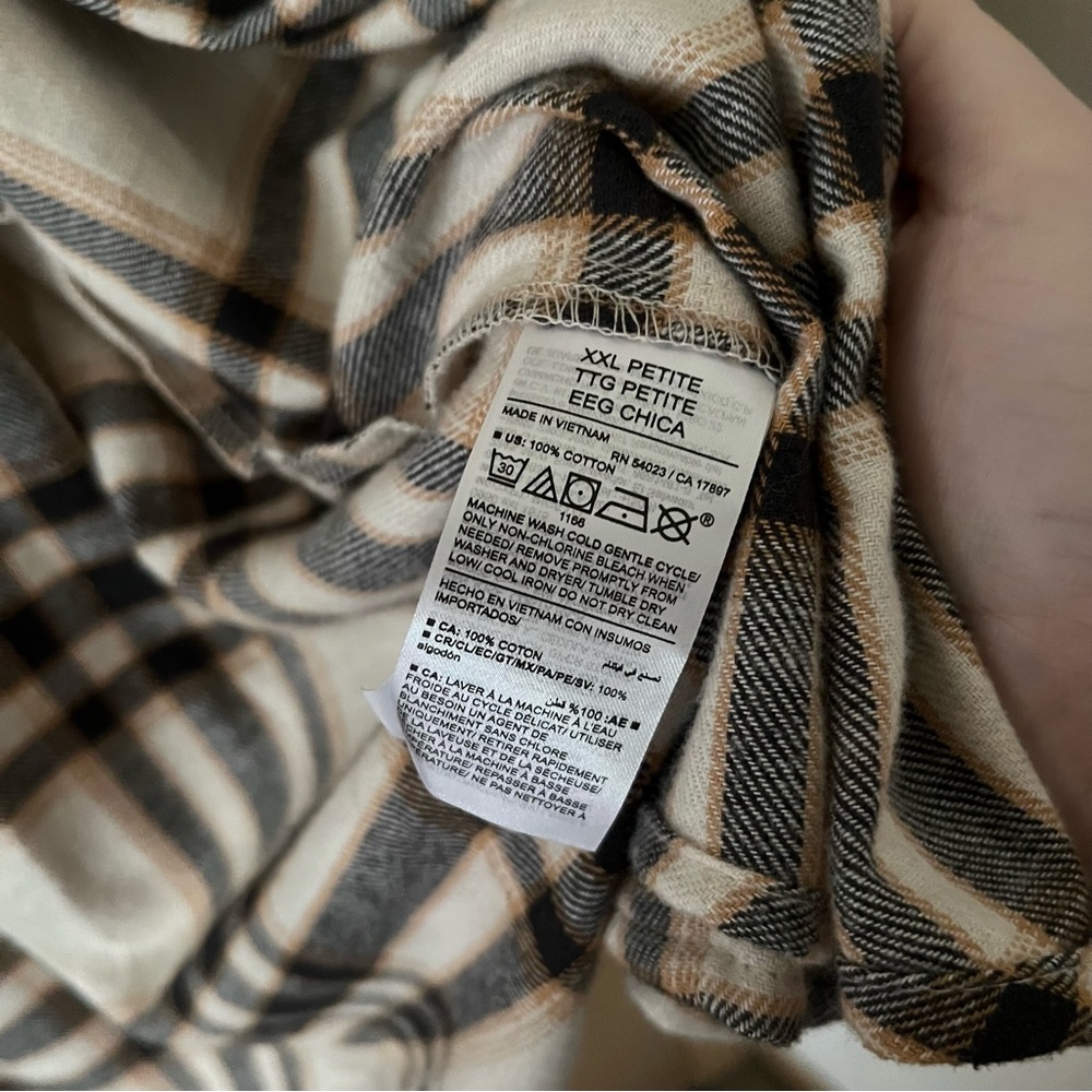NWT Old Navy Loose Boyfriend Flannel in White Plaid XXL Petite - Picture 5 of 8